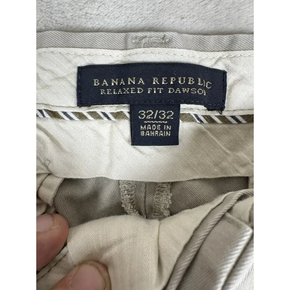 Banana Republic Dawson Mens Chino Pants 32x32 Relaxed Fit Light Khaki